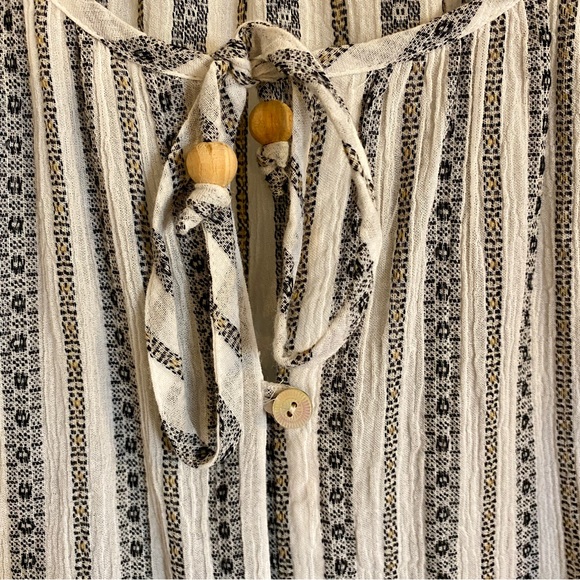 J. Jill Long Sleeve Jacquard Striped Button Front Cotton Peasant Top XL - Picture 5 of 7